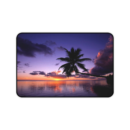 Tropical Paradise at Twilight: Sunset Beach Silhouette, Palm Tree Ocean Landscape- by The Good Kink